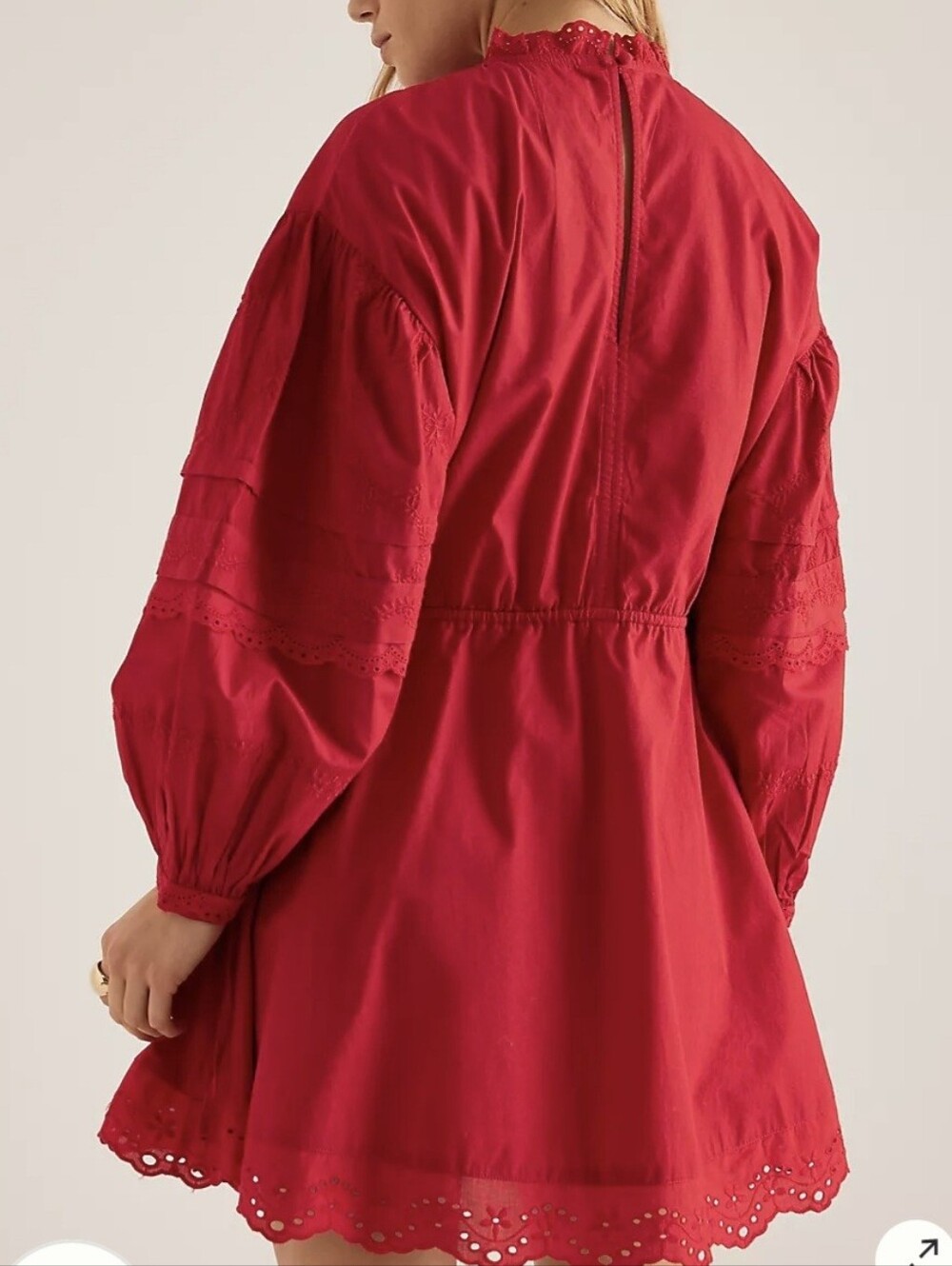 Damson Madder Red Clancy Embroidered Mini Dress Organic Cotton - Picture 5 of 7